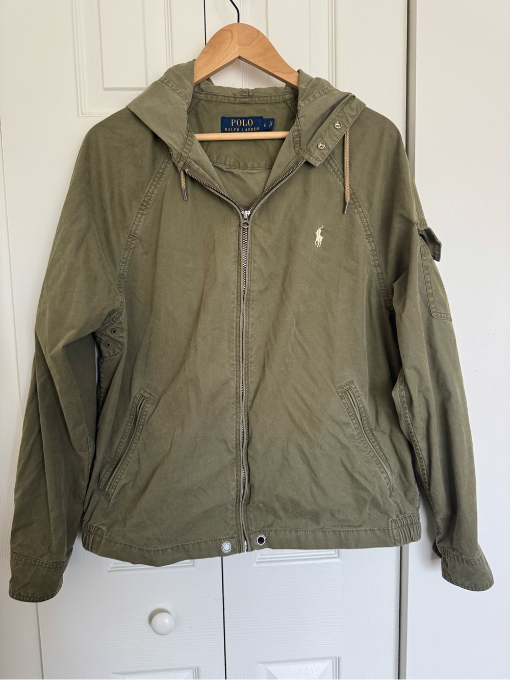 Polo by Ralph Lauren Olive Green Hooded Zip-Up Field Jacket size large